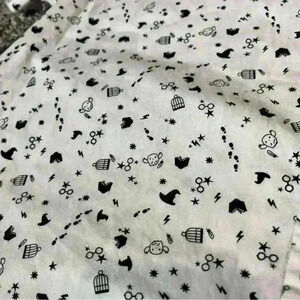 Harry Potter All Over Print Shirt Sleeve Button Up Shirt Mens M White/Black Note
